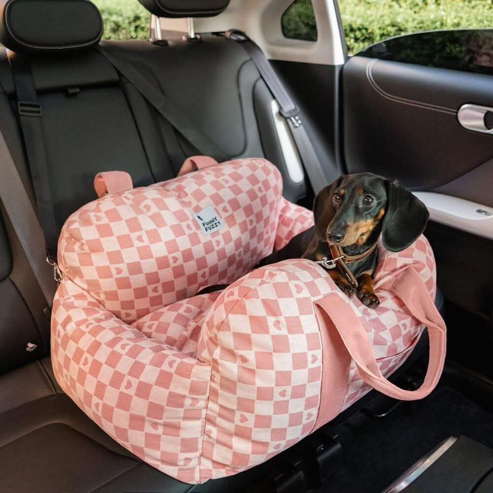 ComfyRide Hondenstoel – Hondenzitbed met veiligheidsgordel & antislip bodem voor auto & thuis