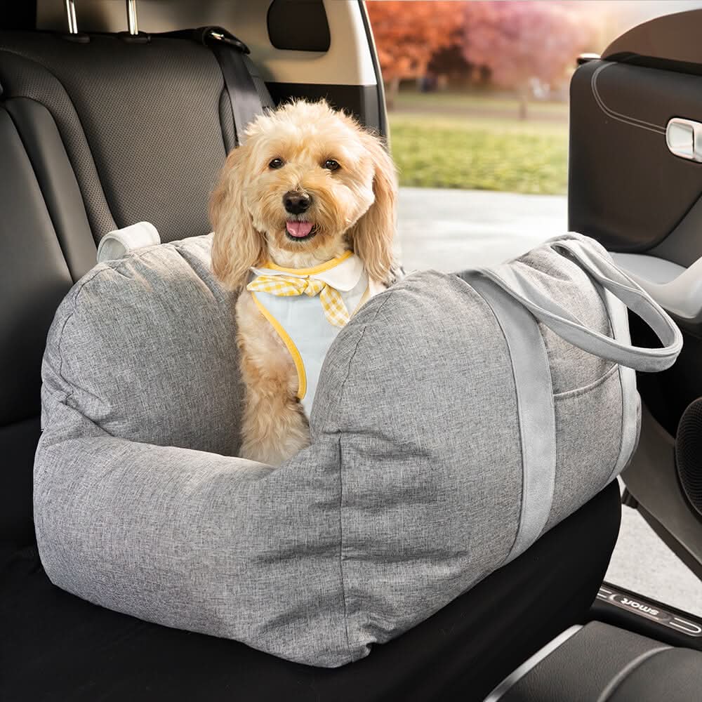 ComfyRide Hondenstoel – Hondenzitbed met veiligheidsgordel & antislip bodem voor auto & thuis