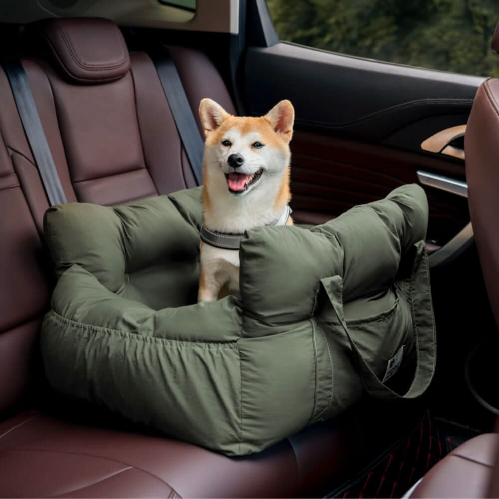 ComfyRide Hondenstoel – Hondenzitbed met veiligheidsgordel & antislip bodem voor auto & thuis
