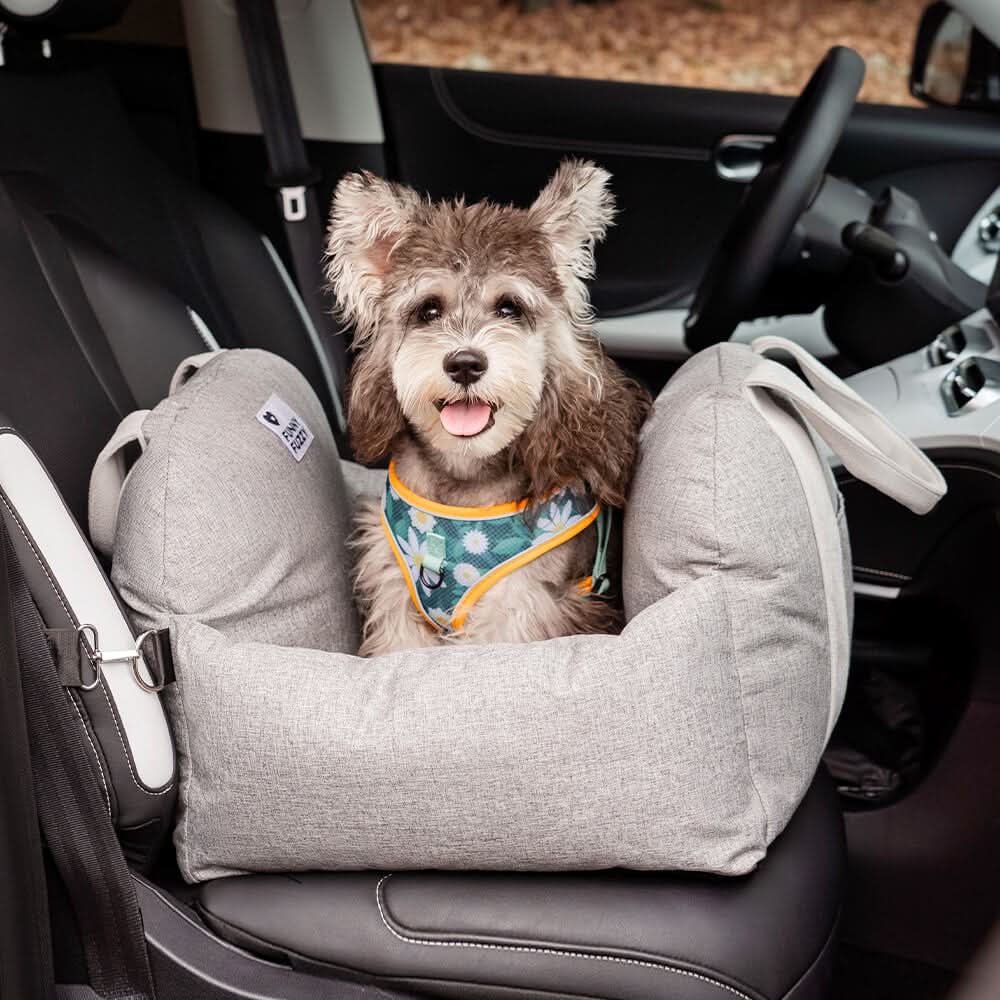 ComfyRide Hondenstoel – Hondenzitbed met veiligheidsgordel & antislip bodem voor auto & thuis