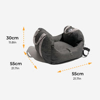 ComfyRide Hondenstoel – Hondenzitbed met veiligheidsgordel & antislip bodem voor auto & thuis