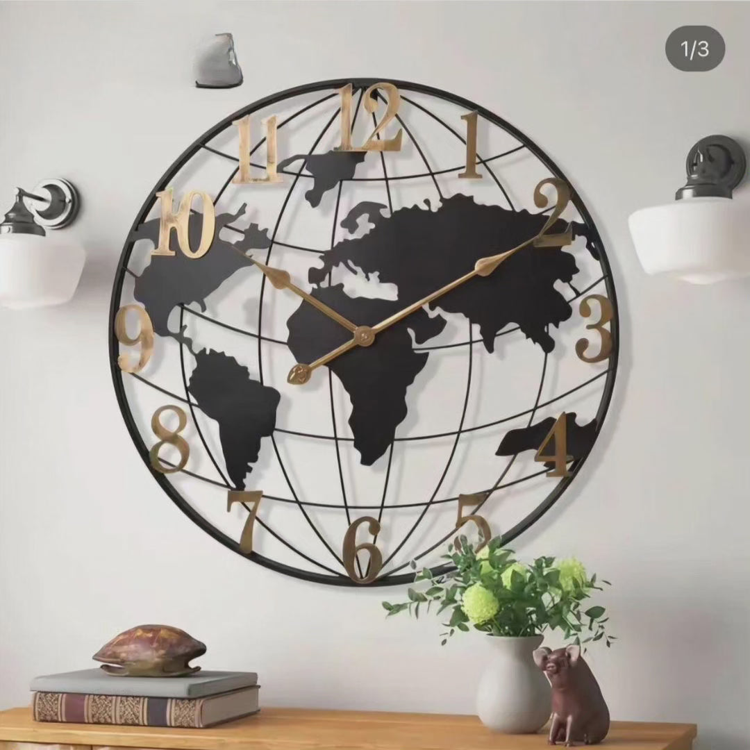 60cm Grote Wereldkaart Wanduhr