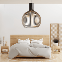 FjordLoom Rustieke Houten Kooi Hanglamp Verstelbare Kabel
