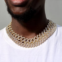 Luminor – Iced Out Cuban Link Ketting 14mm met Ruit-Diamanten – Unisex Hip Hop