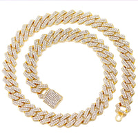 Luminor – Iced Out Cuban Link Ketting 14mm met Ruit-Diamanten – Unisex Hip Hop