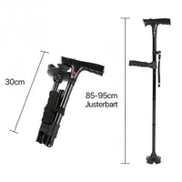 Opvouwbare wandelstok met dubbele handvatten, alarm & lamp