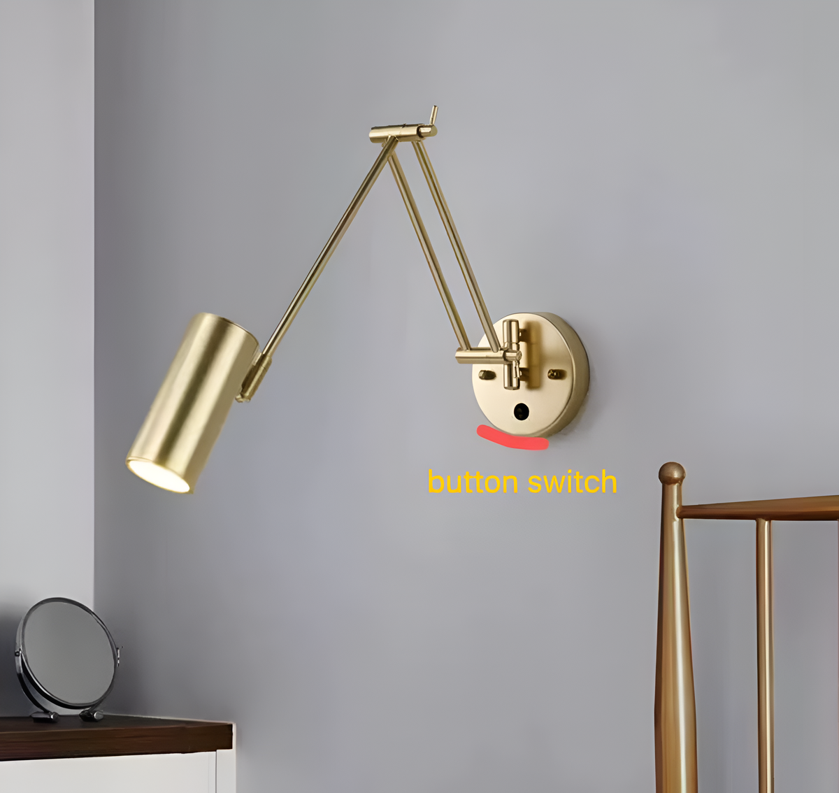 De Axis Verstelbare Moderne Metalen Wandlamp