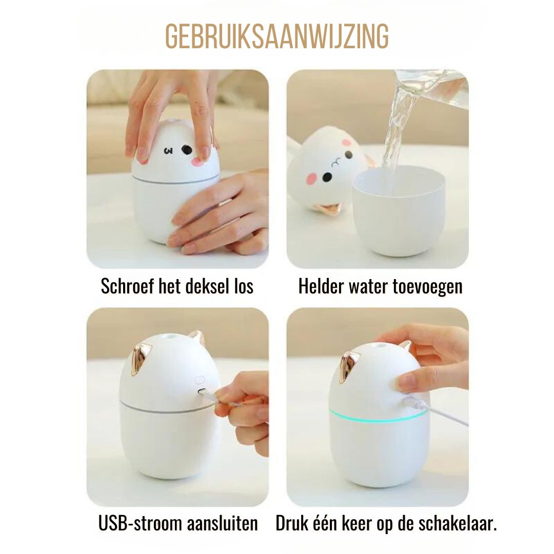 MistKitty | Schattige Kitty luchtbevochtiger met nachtlampje