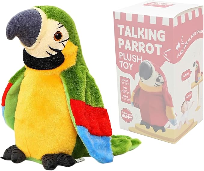 Interactief Praatpapegaai Speelgoed voor Kinderen – Taalontwikkeling, Beweegbare Vleugels en Hoofd, Zacht Pluche