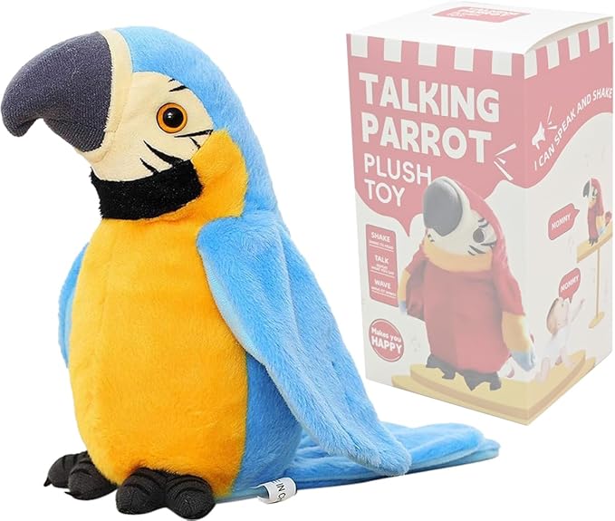 Interactief Praatpapegaai Speelgoed voor Kinderen – Taalontwikkeling, Beweegbare Vleugels en Hoofd, Zacht Pluche