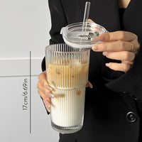 Isolert Glazen Koffiekop met Deksel en Rietje voor Koffie en Thee