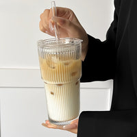 Isolert Glazen Koffiekop met Deksel en Rietje voor Koffie en Thee