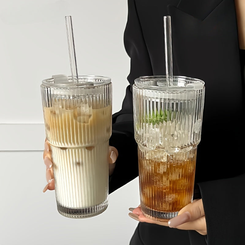Isolert Glazen Koffiekop met Deksel en Rietje voor Koffie en Thee
