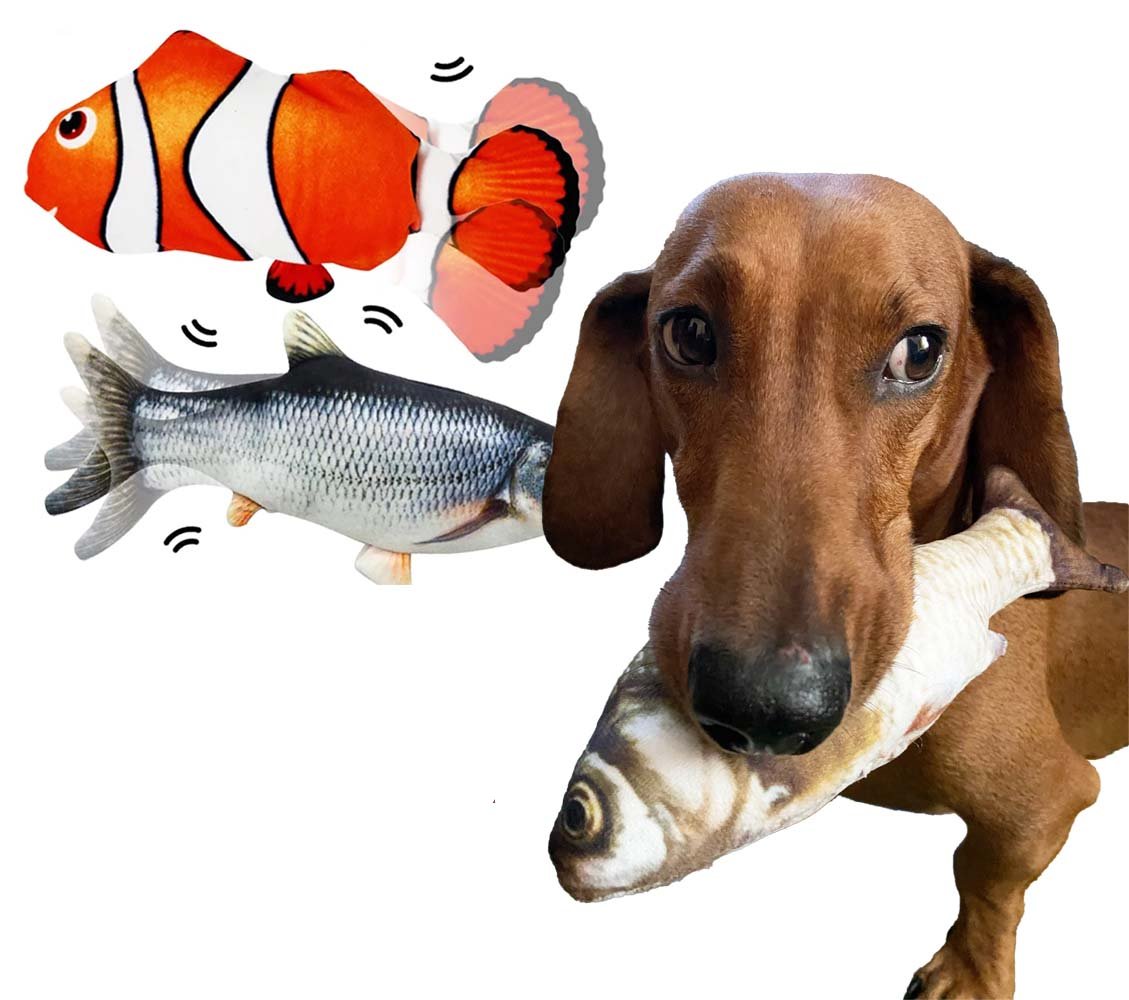 Wiebelende Speelvis voor Honden | Bewegend en realistisch USB oplaadbaar hondenspeeltje met een bewegingssensor voor eindeloos speelplezier