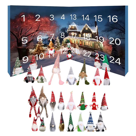 Kerstgnome Adventskalender 2026 met 24 unieke ornamenten en pluche figuren voor kinderen – Feestelijke decoratie en aftelling