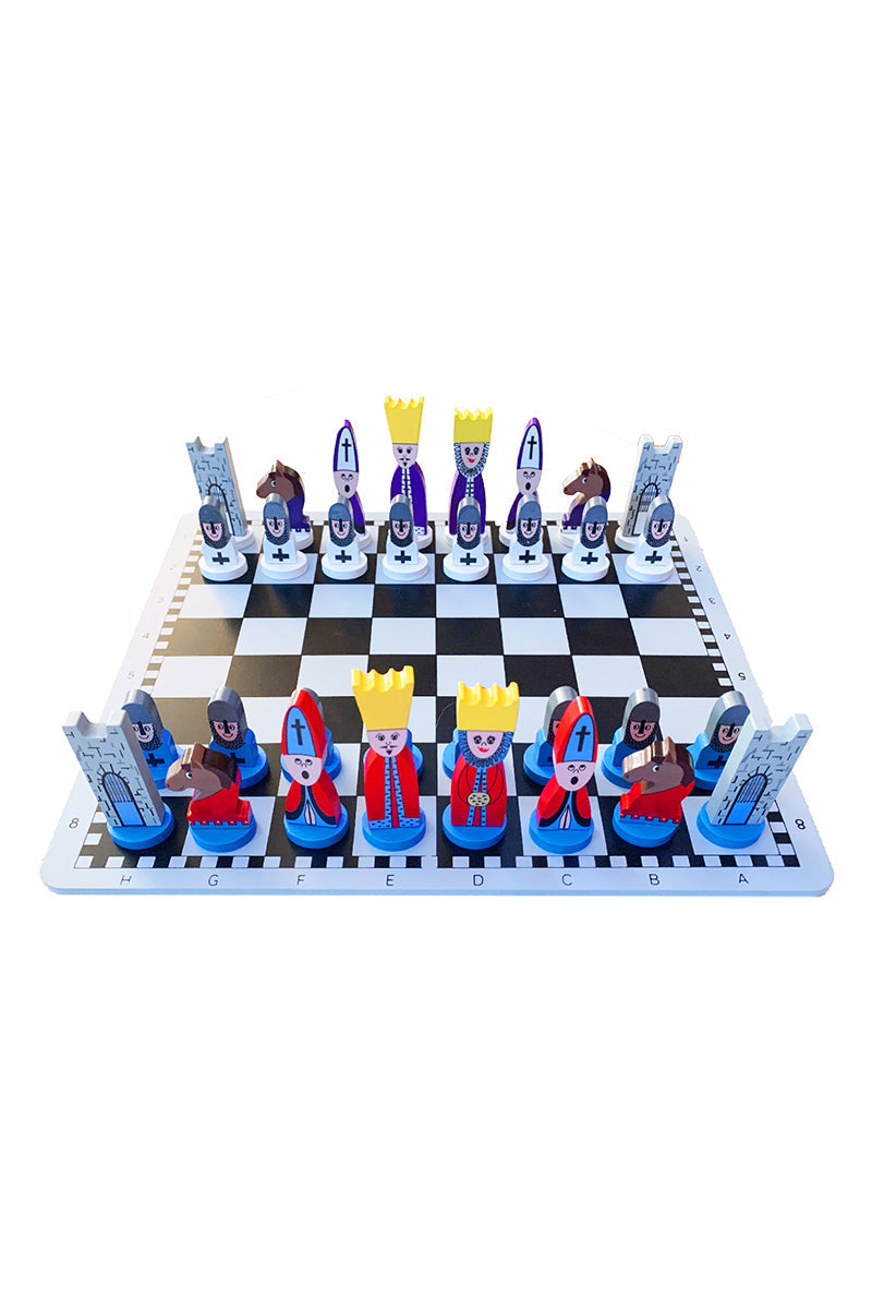 Kinderen Houten Schaakset - Leuk Leerhulpmiddel voor Strategisch Denken - 30x30 cm met Schaakstukken