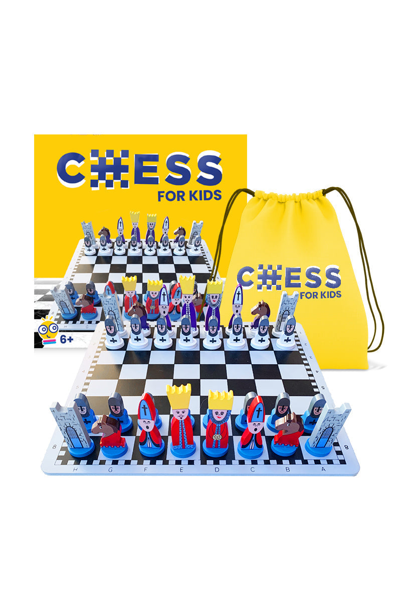 Kinderen Houten Schaakset - Leuk Leerhulpmiddel voor Strategisch Denken - 30x30 cm met Schaakstukken
