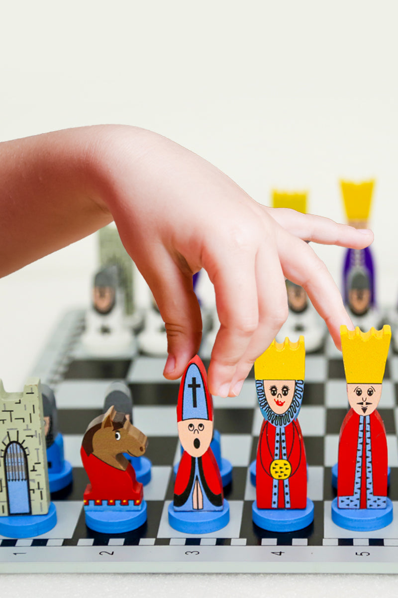 Kinderen Houten Schaakset - Leuk Leerhulpmiddel voor Strategisch Denken - 30x30 cm met Schaakstukken