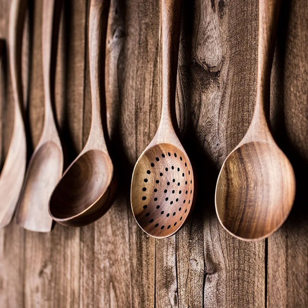 Keukenaccessoires Set in Hout - Rustiek Ontwerp voor Thuischefs