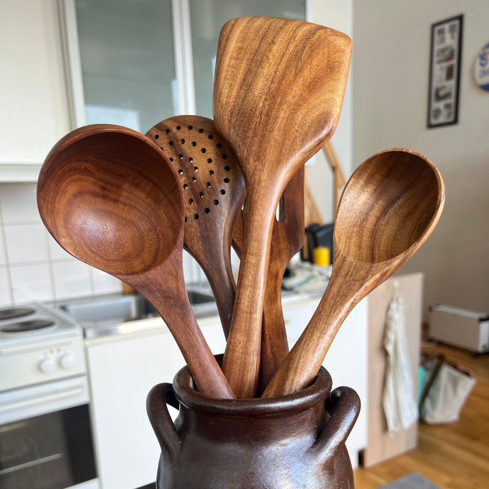 Keukenaccessoires Set in Hout - Rustiek Ontwerp voor Thuischefs