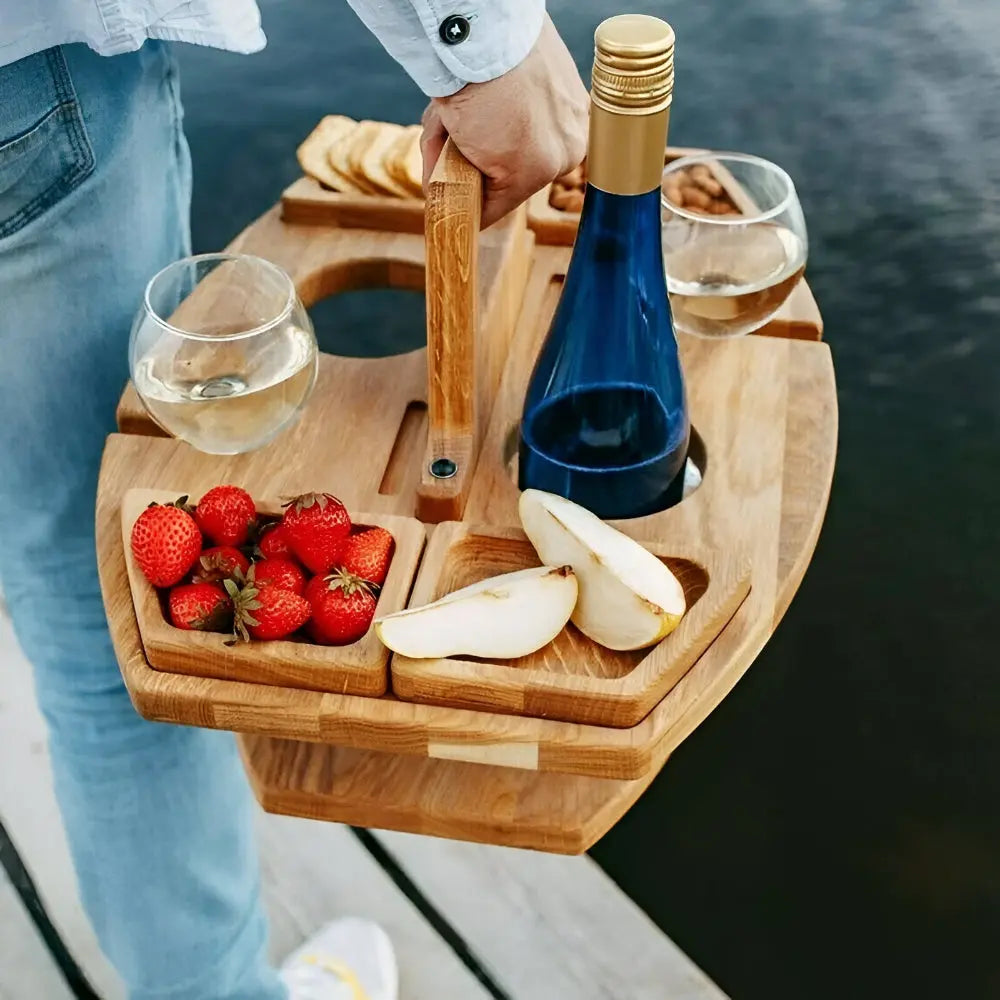 WineNest™ | Picknick-Wijntafel – opvouwbaar, draagbaar & perfect georganiseerd