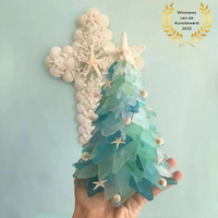 Sea Glass ChristmasTree | Handgemaakte unieke zeeglas esthetiek voor kerst