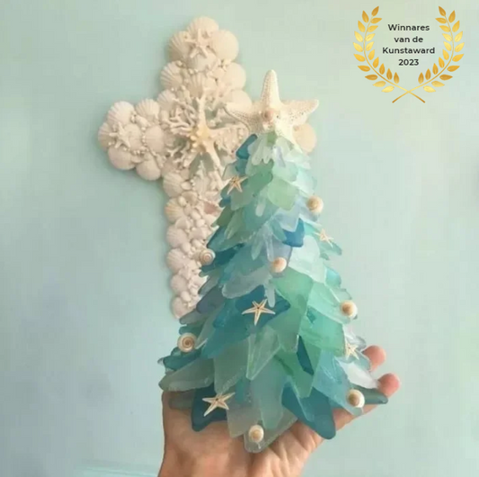 Sea Glass ChristmasTree | Handgemaakte unieke zeeglas esthetiek voor kerst