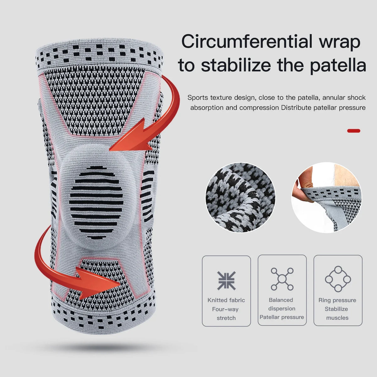 Compressiekneeband – Siliconen bandage voor stabiliteit, pijnverlichting en bescherming tijdens sport en training
