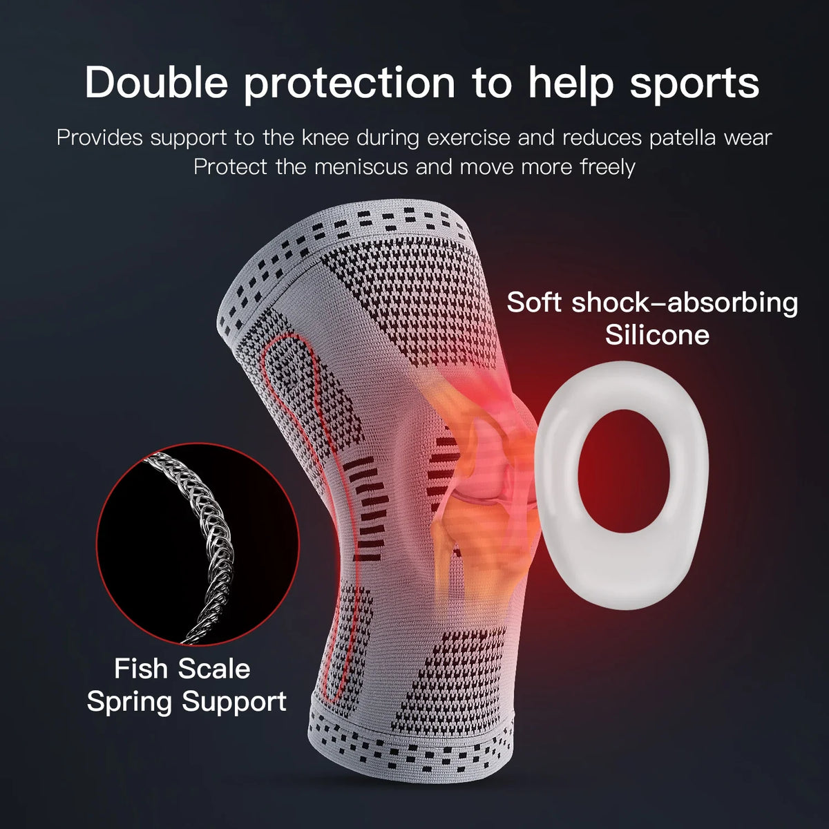 Compressiekneeband – Siliconen bandage voor stabiliteit, pijnverlichting en bescherming tijdens sport en training