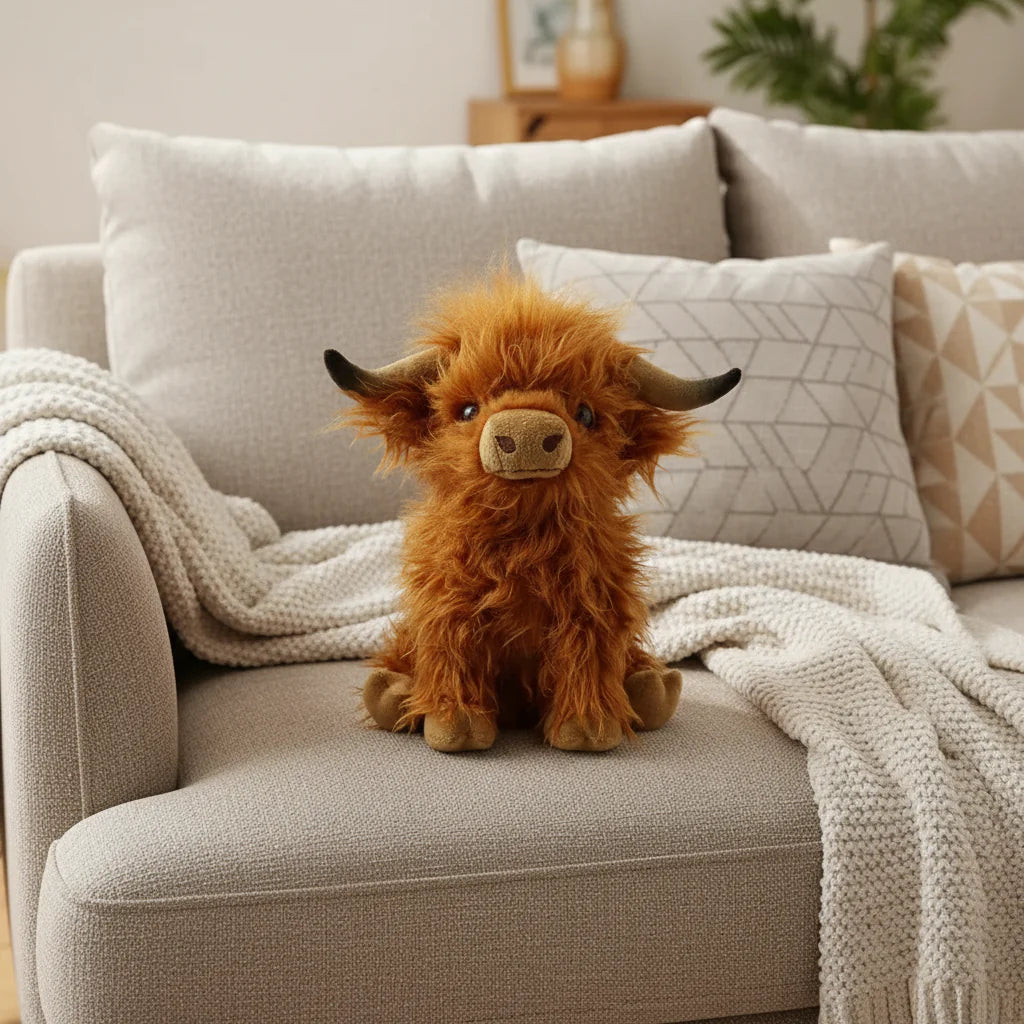 Knuffelige Hoogland Koe – Pluche Hoogland Koe voor Geborgenheid, Troost & Stijlvolle Decoratie