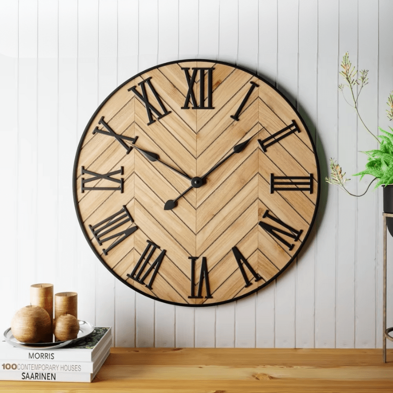 Traditionele Wandklok met Romeinse Cijfers | Klassiek Rustiek Ontwerp