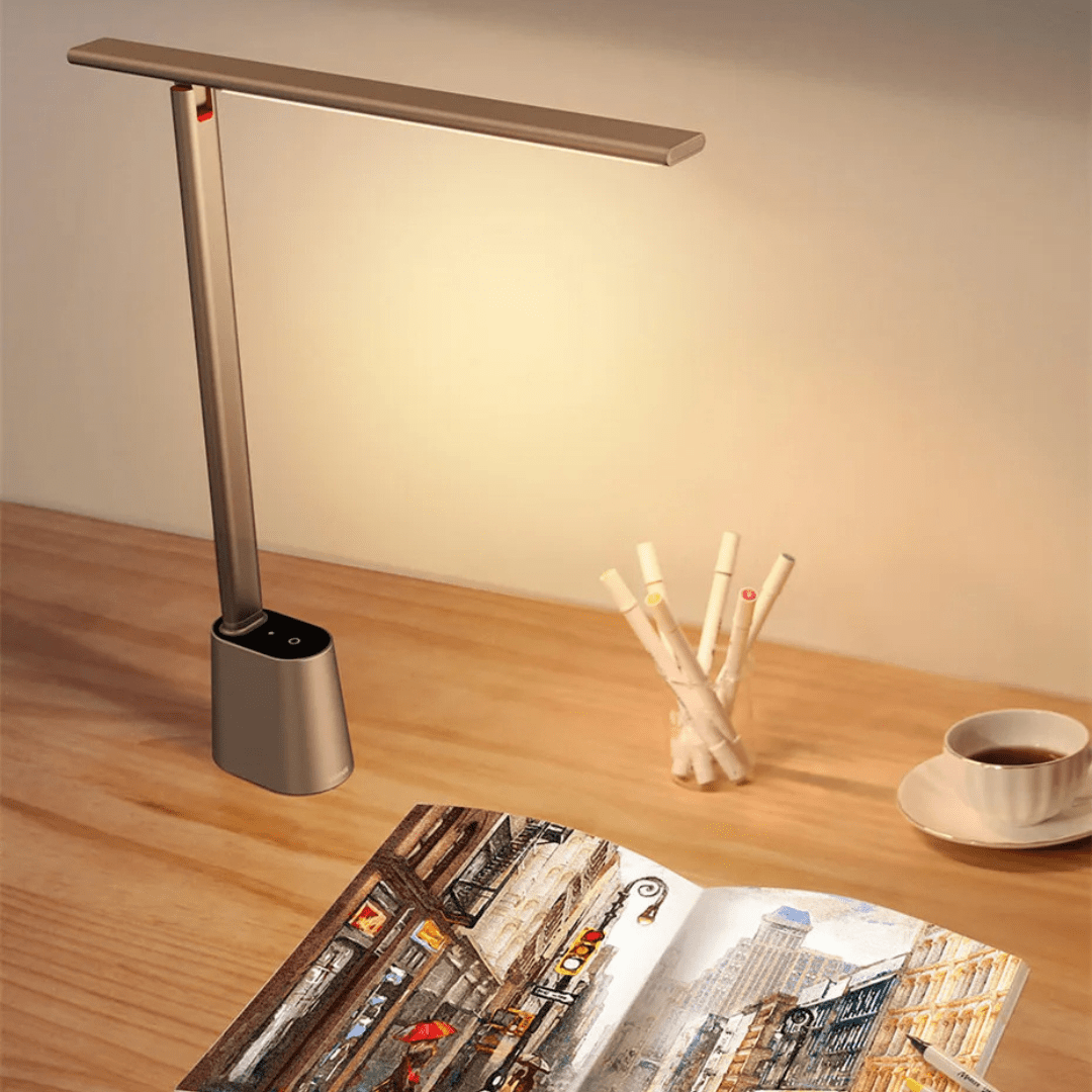 FOLDLITE – Intelligente, opvouwbare LED-bureaulamp met accu & dimfunctie
