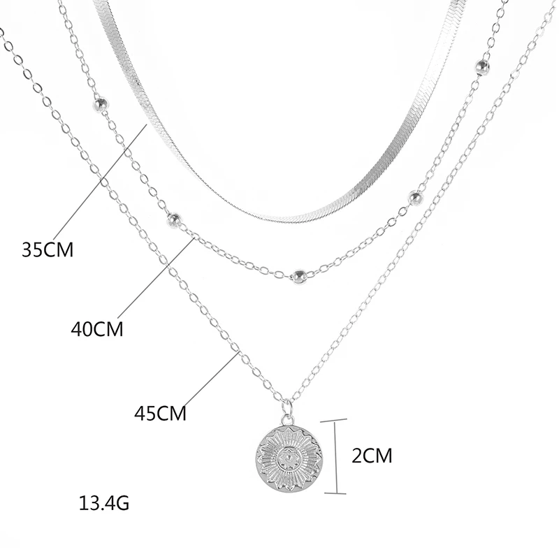 Lunaria Halsketting – Drievoudige Halsketting van Zilver voor Elegantie & Zelfvertrouwen