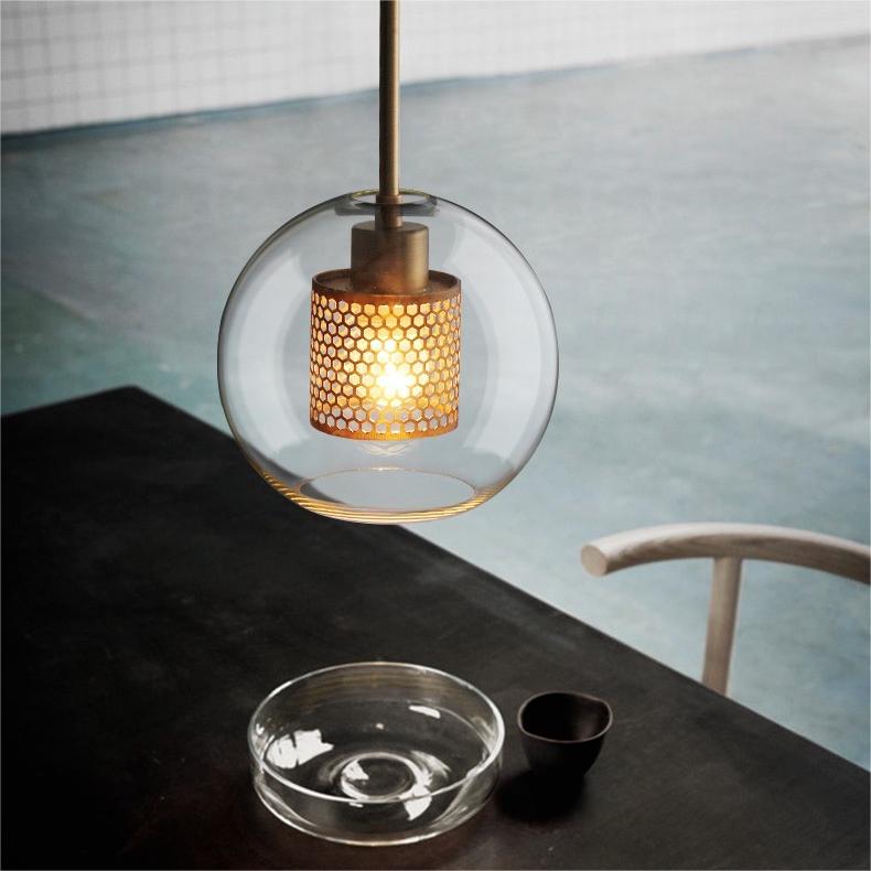 Hessa Hedendaagse Gouden Hanglamp, Glas, Globe/Cilindrisch