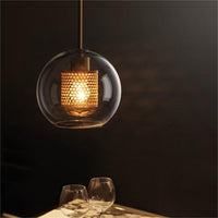 Hessa Hedendaagse Gouden Hanglamp, Glas, Globe/Cilindrisch