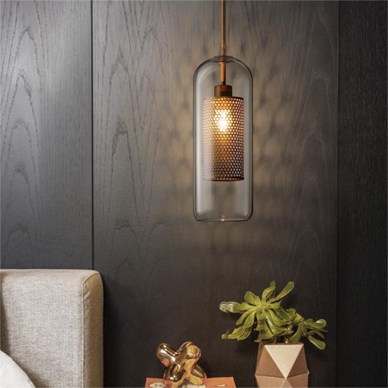 Hessa Hedendaagse Gouden Hanglamp, Glas, Globe/Cilindrisch