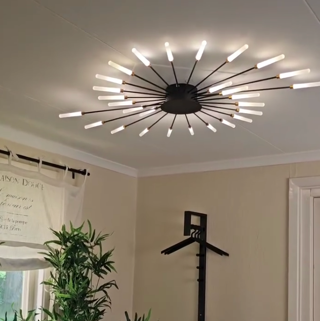 Wesley Flush-Mount Plafondlamp Vuurwerk, Zwart/Goud