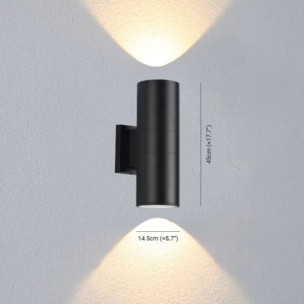 Kren Minimalistische Metalen Dubbelkopige Buitenwandlamp, Zwart