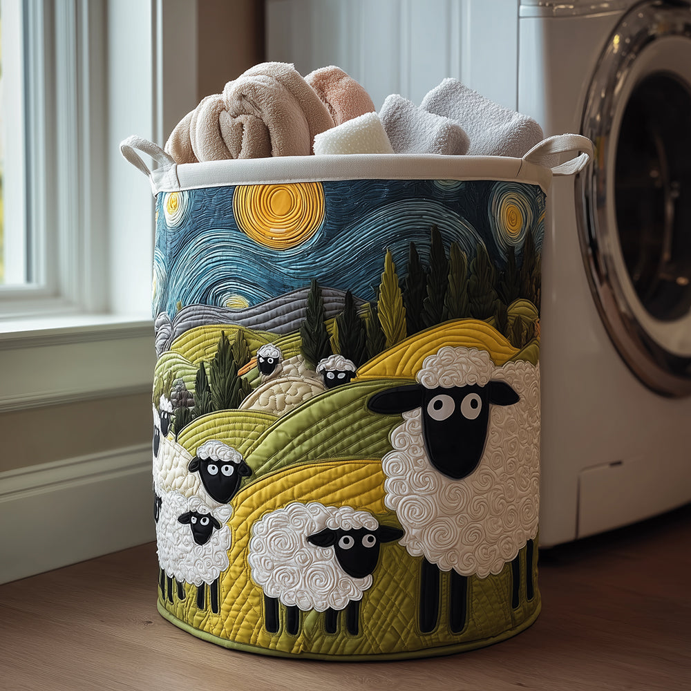 Gevoerde wasmand met schapenmotief en stevige handvatten