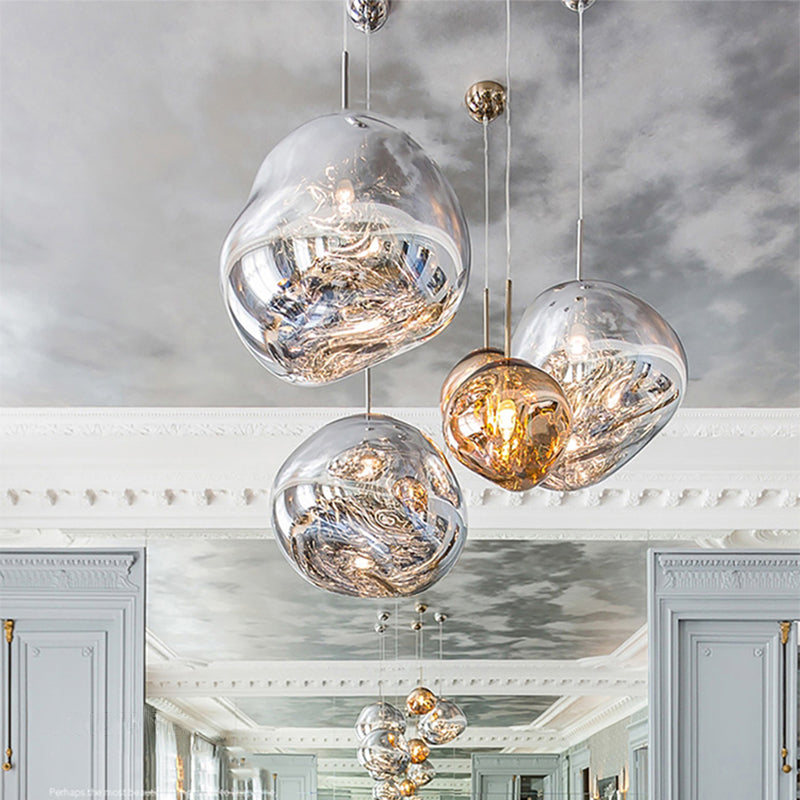 Gloeiende bol kroonluchter | Opvallend lava-ontwerp met warme LED-verlichting voor een gezellige, elegante inrichting.