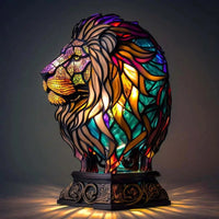 Gekleurde Glazen Lamp met Dierenpatronen voor een Artistieke Sfeer