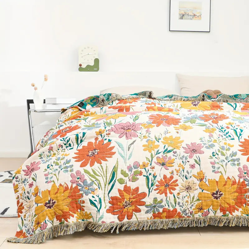 Bloeiende Bloemen All-Season Katoenen Dekentje