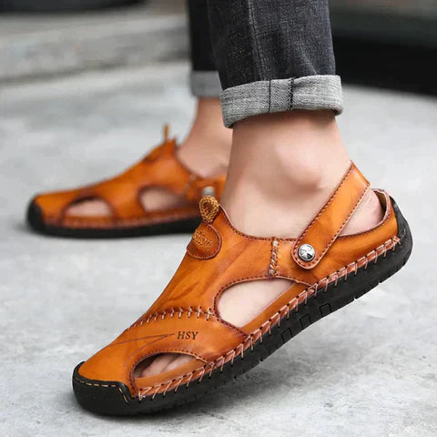 Casey Unisex Sandalen | Comfortabele Leren Sandalen met Zachte Suède Zool | Zomer Slippers voor Dagelijks Gebruik & Vrije Tijd