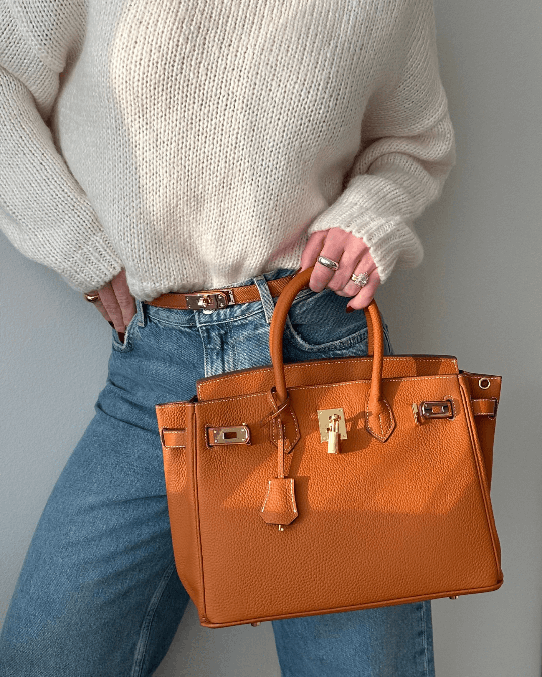 Lederen handtas voor dames met slot