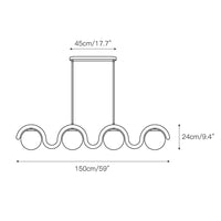 Uveta Lineaire Kroonluchter Rood & Zilver