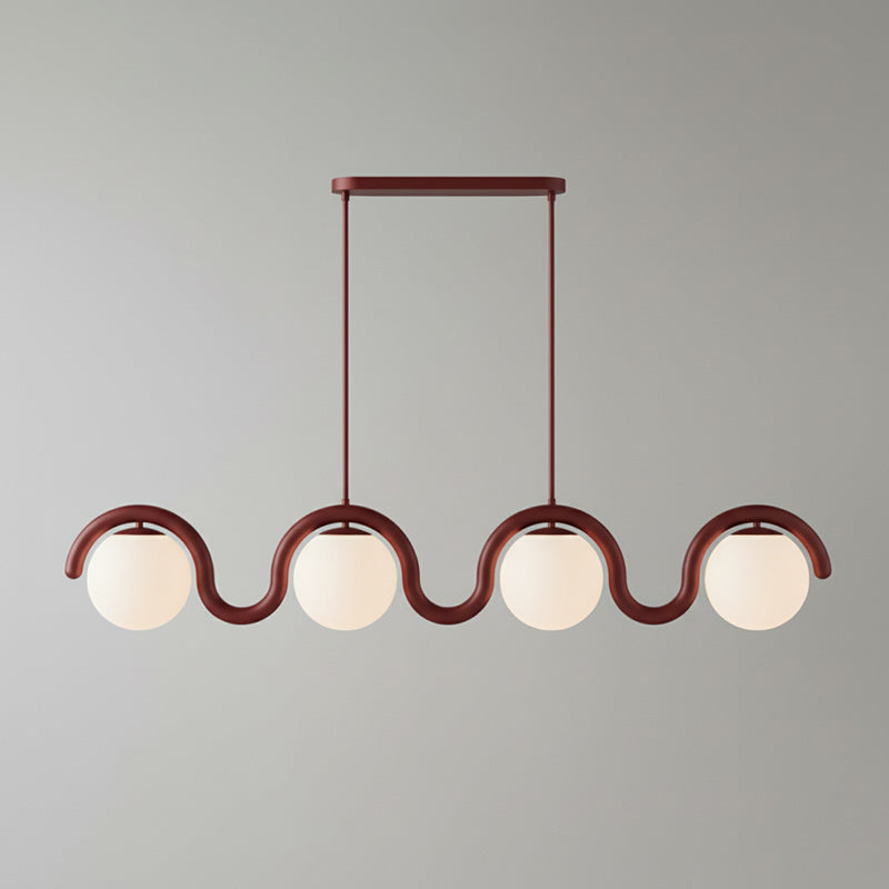 Uveta Lijnvormige Hanglamp Rood & Zilver