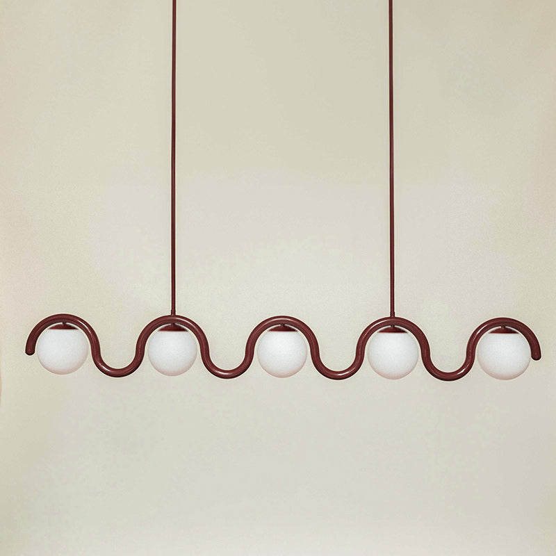 Uveta Lijnvormige Hanglamp Rood & Zilver