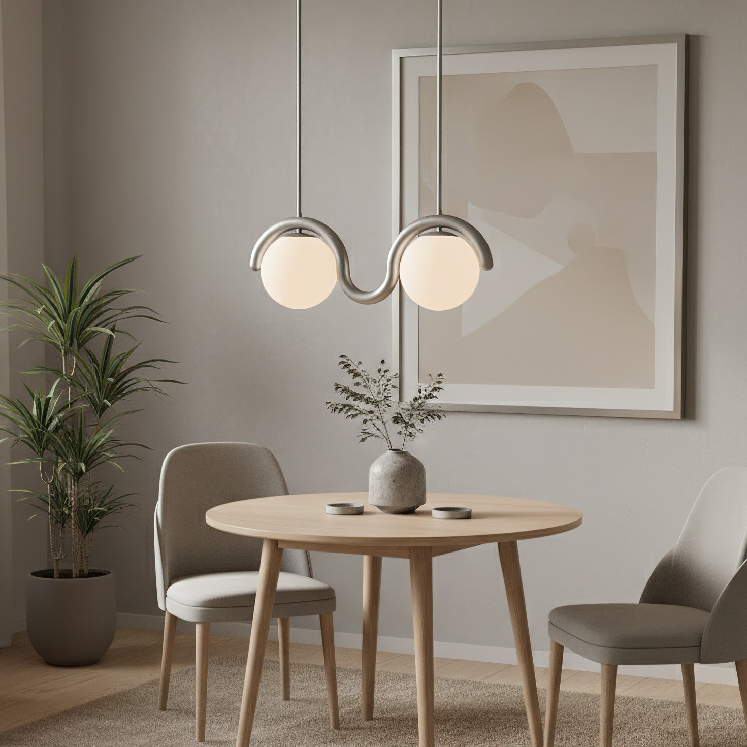 Uveta Lijnvormige Hanglamp Rood & Zilver