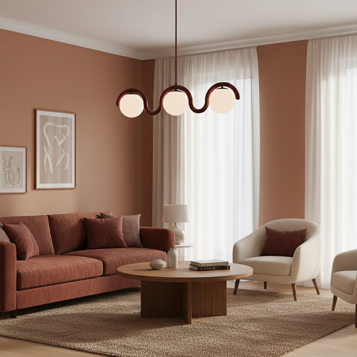 Uveta Lijnvormige Hanglamp Rood & Zilver