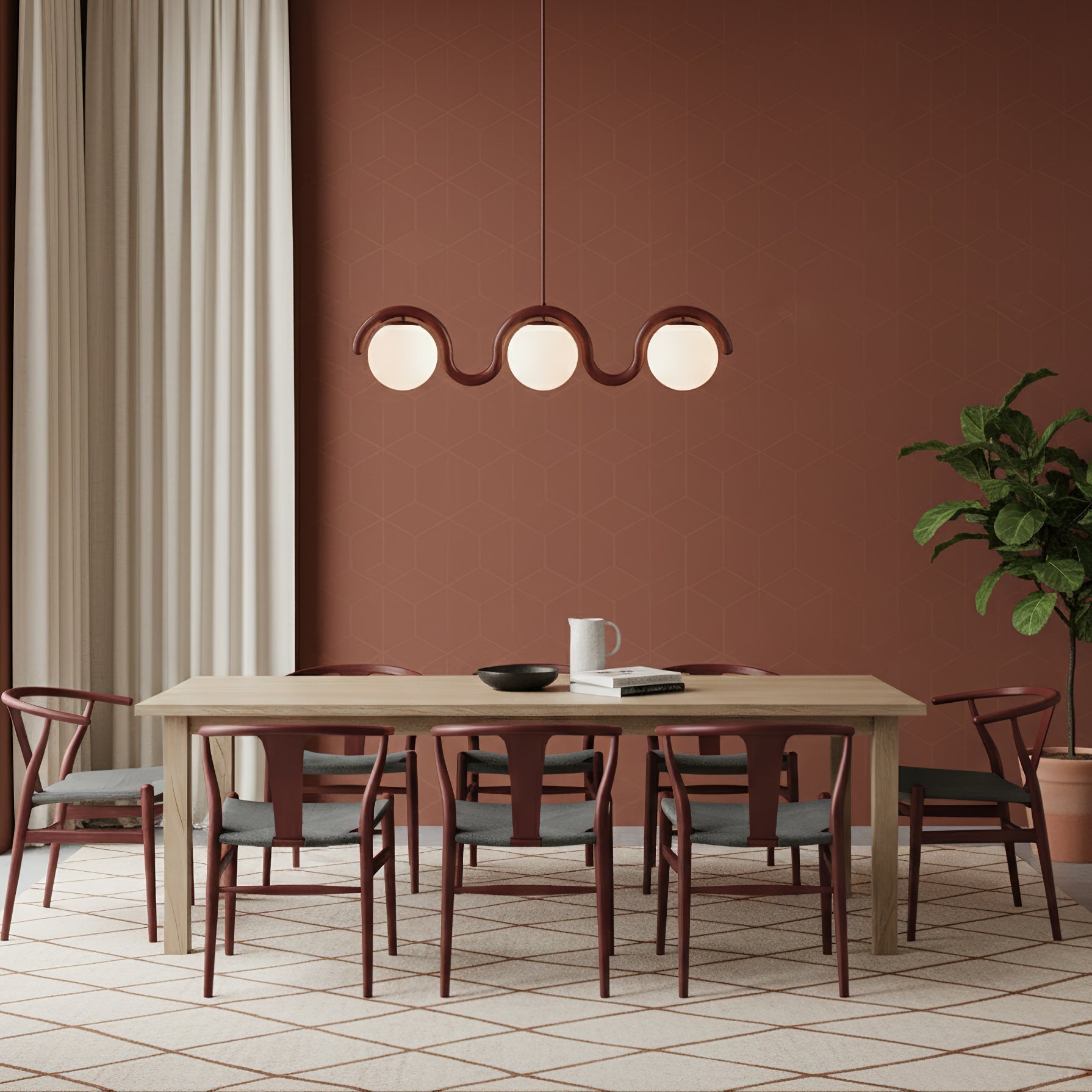 Uveta Lijnvormige Hanglamp Rood & Zilver